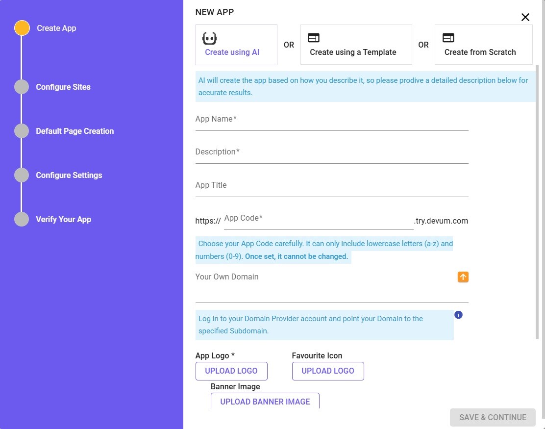 Create a New App