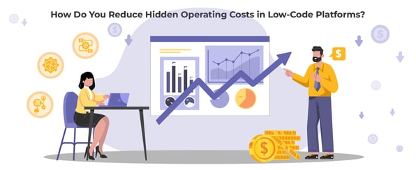 Illustration showing that somebody building an app is costing a lot more that it should because of the hidden operating costs