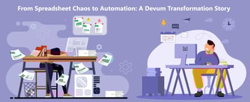 Image demonstrating how easy it is to use Devum to switch from spreadsheet chaos to automation. 