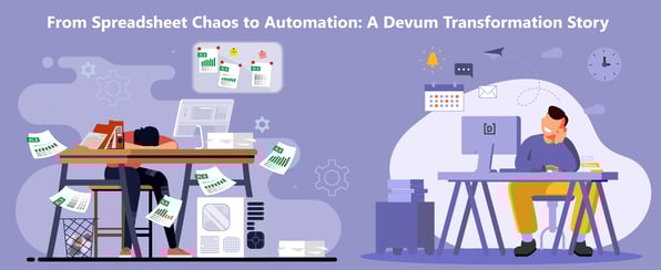 Image demonstrating how easy it is to use Devum to switch from spreadsheet chaos to automation. 